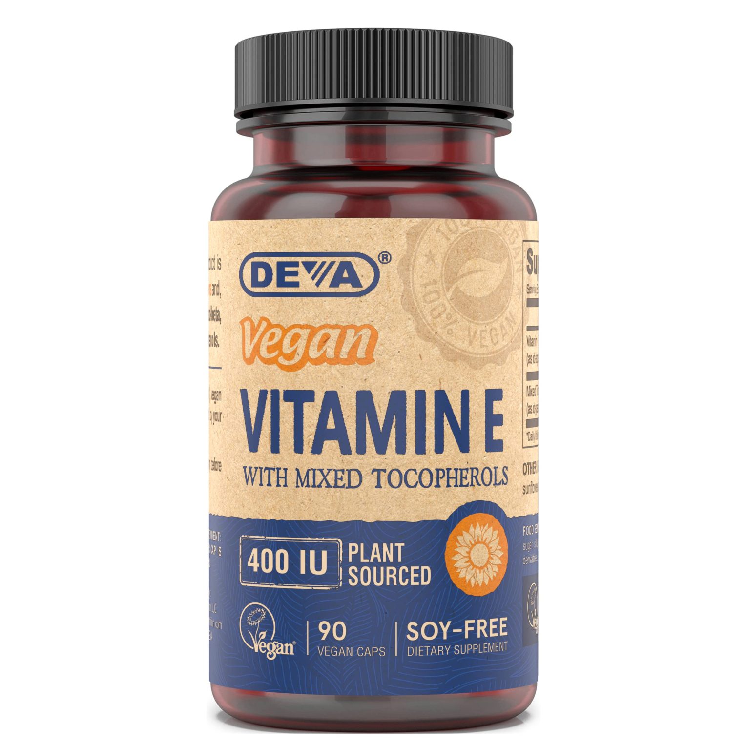 DEVA VEGAN VITAMINS- VITAMINA E 400 IU 60 CAPS - Mi Planeta Orgánico